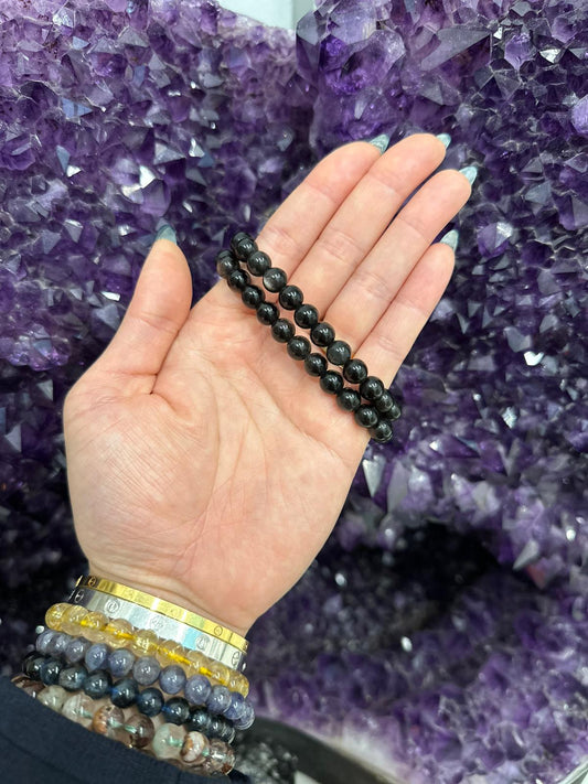 Silver Sheen Black Obsidian Healing Bracelet